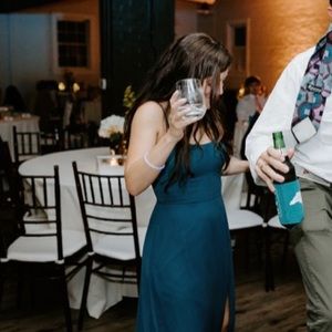 Azazie Moira bridesmaids dress in “peacock” color. Size A4